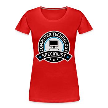 computer technology specialist - Women's Premium Organic T-Shirt - red - Front - Mia (176cm)