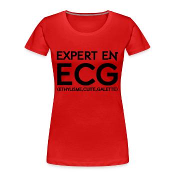 Expert en ECG - T-shirt bio Premium Femme - rouge - Devant - Mia (176cm)