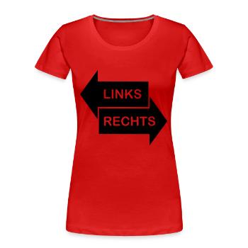 Links - Rechts - Frauen Premium Bio T-Shirt - Rot - Vorne - Mia (176cm)