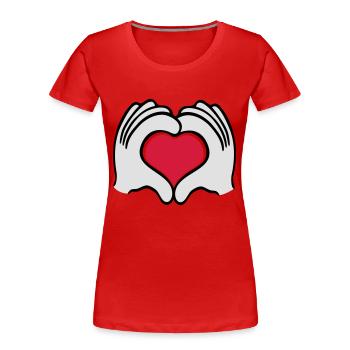 2 mains coeur coeur amour caractère preuve d'amour - T-shirt bio Premium Femme - rouge - Devant - Mia (176cm)