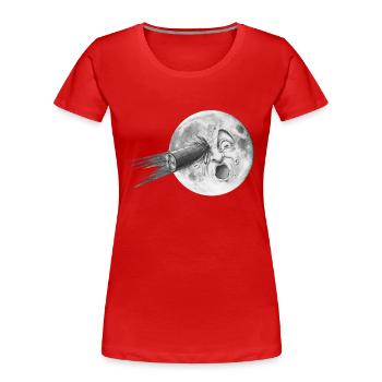 The Journey to the Moon Rocket * Le voyage dans la lune - T-shirt bio Premium Femme - rouge - Devant - Mia (176cm)