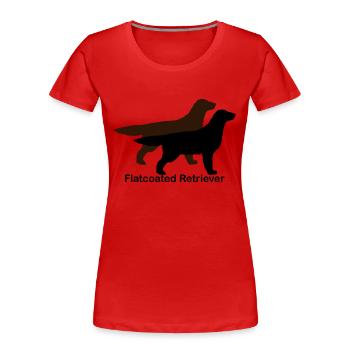 Retriever à poil plat noir et foie - T-shirt bio Premium Femme - rouge - Devant - Mia (176cm)