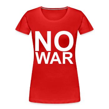 NO WAR - weiße große Schrift Buchstaben Font - Frauen Premium Bio T-Shirt - Rot - Vorne - Mia (176cm)