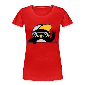 Peacezeichen cooler Pinguin Handzeichen - Frauen Premium Bio T-Shirt - Rot - Vorne - Mia (176cm)