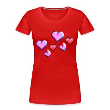 symbole de motif de cœur de cœur de cœur rose - T-shirt bio Premium Femme - rouge - Devant - Mia (176cm)