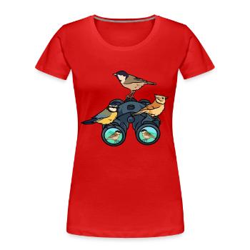 Vogelbeobachtung Vogelfreund Fernglas Ornithologe - Frauen Premium Bio T-Shirt - Rot - Vorne - Mia (176cm)