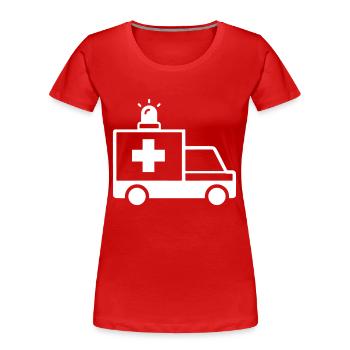 Krankenwagen Ambulance - Frauen Premium Bio T-Shirt - Rot - Vorne - Mia (176cm)