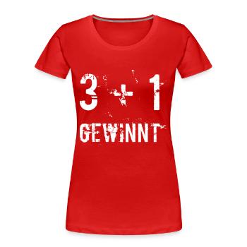 3 + 1 GEWINNT! Cool-trendiges Original-Design. NEU - Frauen Premium Bio T-Shirt - Rot - Vorne - Mia (176cm)