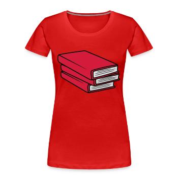 3 Bücher Stapel Design - Frauen Premium Bio T-Shirt - Rot - Vorne - Mia (176cm)