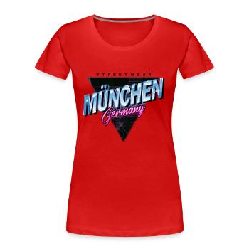 Munich Allemagne City Skyline Vintage Retro - T-shirt bio Premium Femme - rouge - Devant - Mia (176cm)