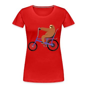 Faultier Bonanza Fahrrad 60er 70er Retro Vintage - Frauen Premium Bio T-Shirt - Rot - Vorne - Mia (176cm)