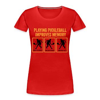 playing pickleball improves memory - Women's Premium Organic T-Shirt - red - Front - Mia (176cm)