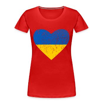 Ukraine, coeur bleu et jaune - T-shirt bio Premium Femme - rouge - Devant - Mia (176cm)