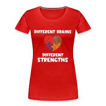 Dictons sur l’autisme - T-shirt bio Premium Femme - rouge - Devant - Mia (176cm)