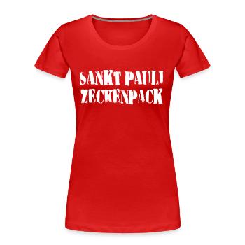 Pack de tiques Sankt Pauli - T-shirt bio Premium Femme - rouge - Devant - Mia (176cm)