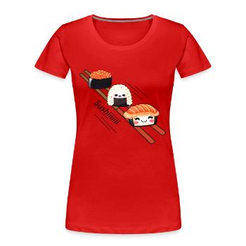 Sushi sliding on Chopstick - Women's Premium Organic T-Shirt - red - Front - Mia (176cm)