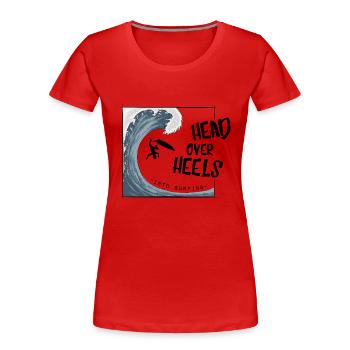Tête baissée dans le surf surf surf surf ironie - T-shirt bio Premium Femme - rouge - Devant - Mia (176cm)