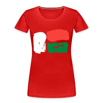 Madagaskar Flagge - Pinsel Striche - Frauen Premium Bio T-Shirt - Rot - Vorne - Mia (176cm)