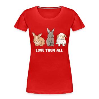 Cute rabbit design for bunny owners - Women's Premium Organic T-Shirt - red - Front - Mia (176cm)