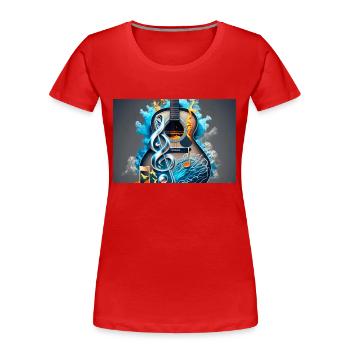 guitare acoustique colorée - T-shirt bio Premium Femme - rouge - Devant - Mia (176cm)