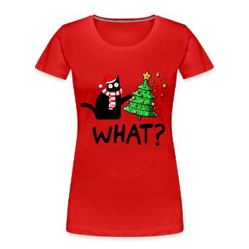 Naughty Cat Christmas Tree Cat Mom Gift - Women's Premium Organic T-Shirt - red - Front - Mia (176cm)