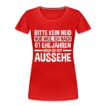 Mariage Ormes Mariage 61 ans Mariage - T-shirt bio Premium Femme - rouge - Devant - Mia (176cm)