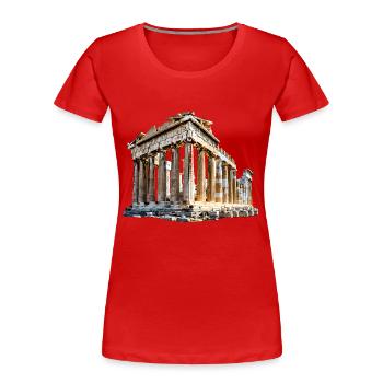 Wahrzeichen aus Griechenland - Frauen Premium Bio T-Shirt - Rot - Vorne - Mia (176cm)