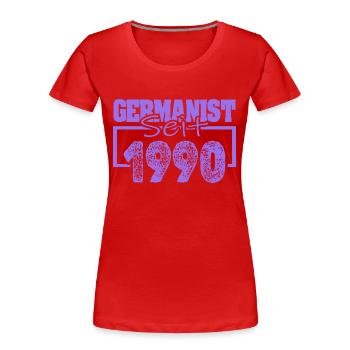Studi 1990 - Frauen Premium Bio T-Shirt - Rot - Vorne - Mia (176cm)