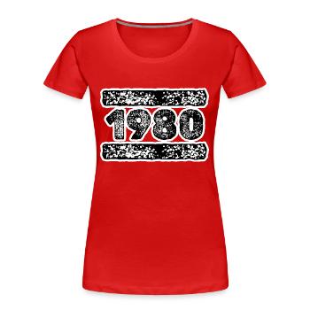 1980 - Women's Premium Organic T-Shirt - red - Front - Mia (176cm)