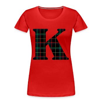 Monogramm k schottischer Tartan - Frauen Premium Bio T-Shirt - Rot - Vorne - Mia (176cm)