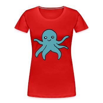 Pieuvre turquoise - T-shirt bio Premium Femme - rouge - Devant - Mia (176cm)