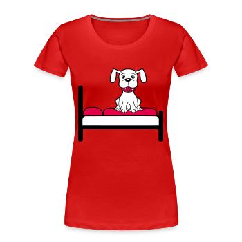 Hund Auf Bett Entspannt Schlafen Schlafzimmer Süß - Frauen Premium Bio T-Shirt - Rot - Vorne - Mia (176cm)