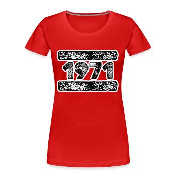 1971 1971 - T-shirt bio Premium Femme - rouge - Devant - Mia (176cm)