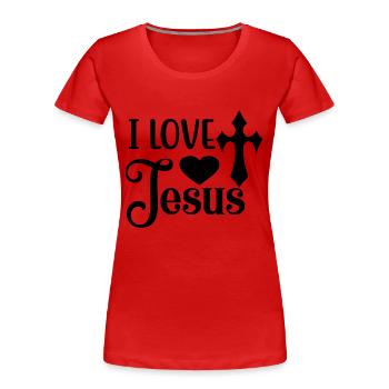 Liebe wie Jesus - Frauen Premium Bio T-Shirt - Rot - Vorne - Mia (176cm)
