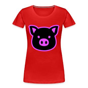 Schwein Kopf Sau - Frauen Premium Bio T-Shirt - Rot - Vorne - Mia (176cm)