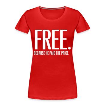 Frei Durch Christliche Botschaft Der Gnade - Frauen Premium Bio T-Shirt - Rot - Vorne - Mia (176cm)