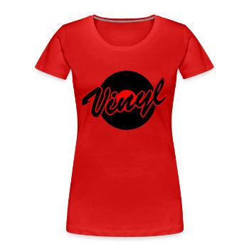 Avec un disque vinyle - T-shirt bio Premium Femme - rouge - Devant - Mia (176cm)