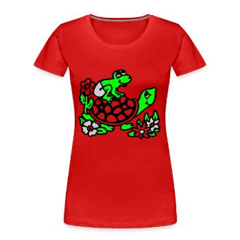 frogg & turtle / frosch & schildkroete - Frauen Premium Bio T-Shirt - Rot - Vorne - Mia (176cm)