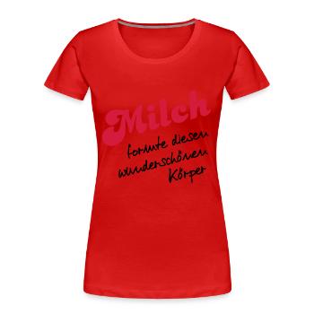 Milch - Frauen Premium Bio T-Shirt - Rot - Vorne - Mia (176cm)