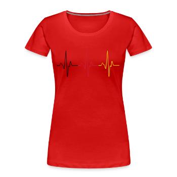 Deutschland Herzschlag - Frauen Premium Bio T-Shirt - Rot - Vorne - Mia (176cm)
