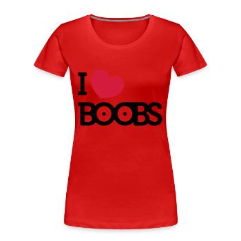 I love boobs - Women's Premium Organic T-Shirt - red - Front - Mia (176cm)