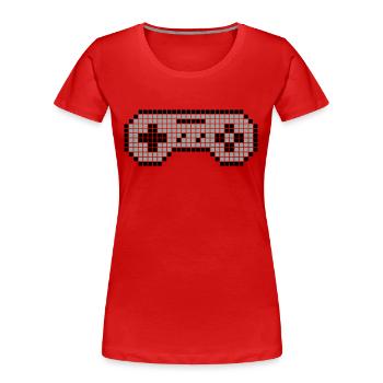 Manette à 8 bits 02 - T-shirt bio Premium Femme - rouge - Devant - Mia (176cm)