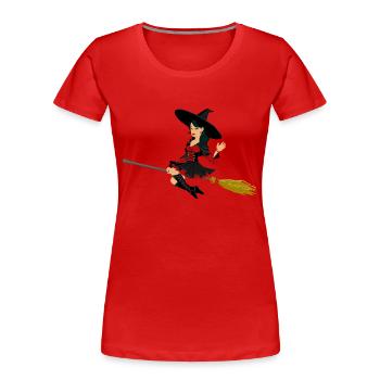 Witch on broom - Women's Premium Organic T-Shirt - red - Front - Mia (176cm)