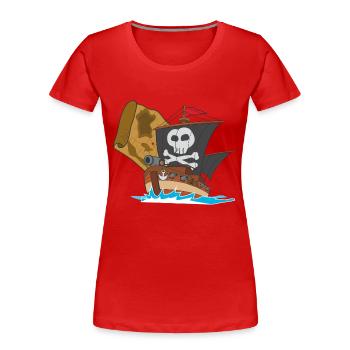 pirate ship boat pirate pirate ship ship skull5 - Women's Premium Organic T-Shirt - red - Front - Mia (176cm)