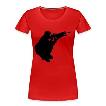 militär - Frauen Premium Bio T-Shirt - Rot - Vorne - Mia (176cm)