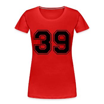 39 - T-shirt bio Premium Femme - rouge - Devant - Mia (176cm)