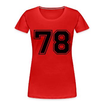 78 - Frauen Premium Bio T-Shirt - Rot - Vorne - Mia (176cm)