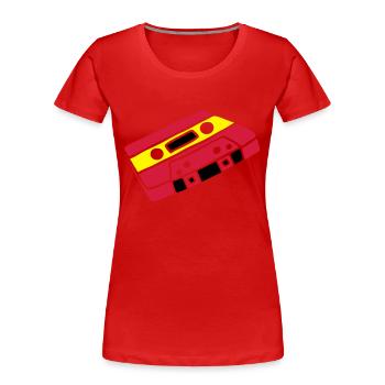 Musikkassette Tonband Music cassette tape retro - T-shirt bio Premium Femme - rouge - Devant - Mia (176cm)