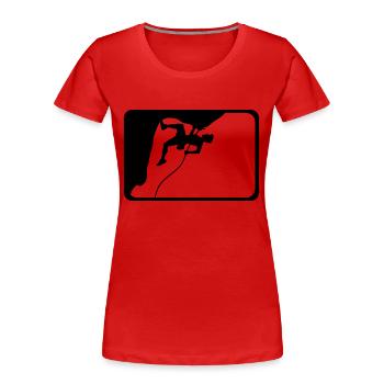 création de logo sport escalade - T-shirt bio Premium Femme - rouge - Devant - Mia (176cm)
