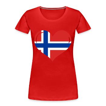 Herz Norwegen, I love Norway - Frauen Premium Bio T-Shirt - Rot - Vorne - Mia (176cm)